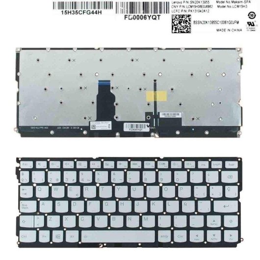 Rückleuchtende Tastatur Lenovo IdeaPad Air 12 Yoga 900s-12isk Silber Rahmenlos