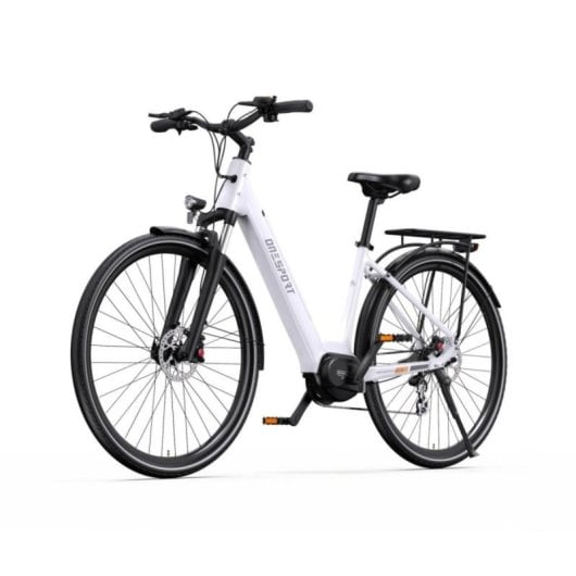 Bicicleta eléctrica QUO Onesport OT07 motor central 250 W batería 36 V 14 Ah 27.5” frenos hidráulicos blanca