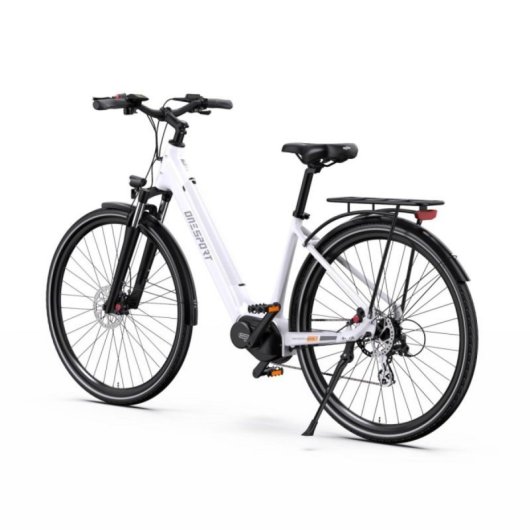 Bicicleta eléctrica QUO Onesport OT07 motor central 250 W batería 36 V 14 Ah 27.5” frenos hidráulicos blanca