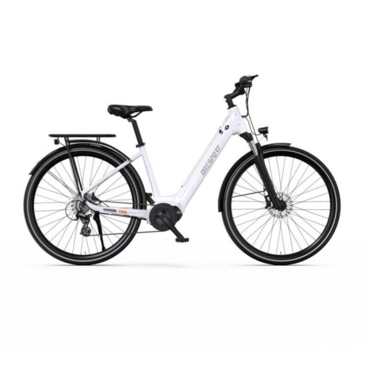 Bicicleta eléctrica QUO Onesport OT07 motor central 250 W batería 36 V 14 Ah 27.5” frenos hidráulicos blanca