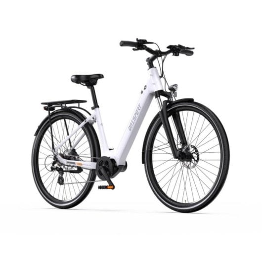 Bicicleta eléctrica QUO Onesport OT07 motor central 250 W batería 36 V 14 Ah 27.5” frenos hidráulicos blanca