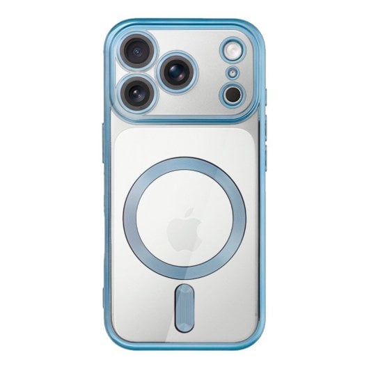 Capa cool para iPhone 17 Pro com borda azul clara magnética