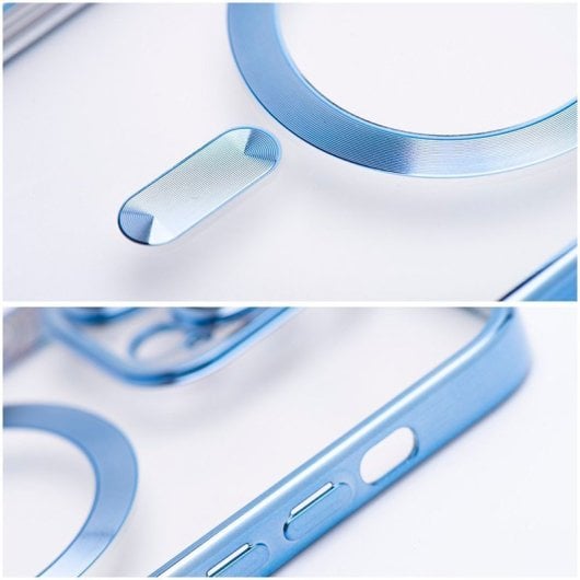 Capa cool para iPhone 17 Pro com borda azul clara magnética