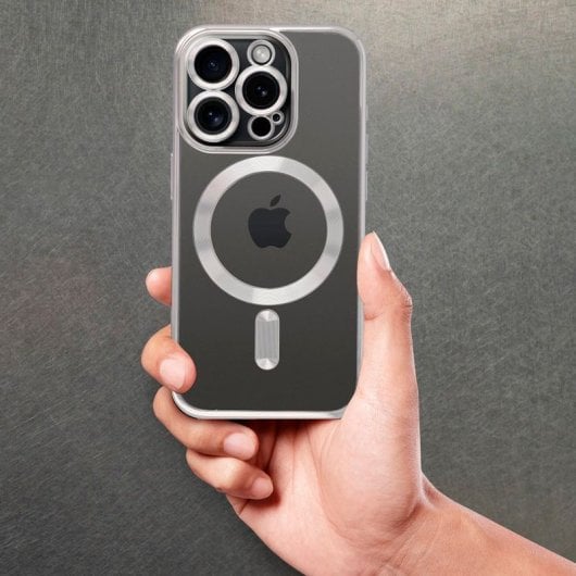 Capa cool para iPhone 17 Pro com borda prateada magnética