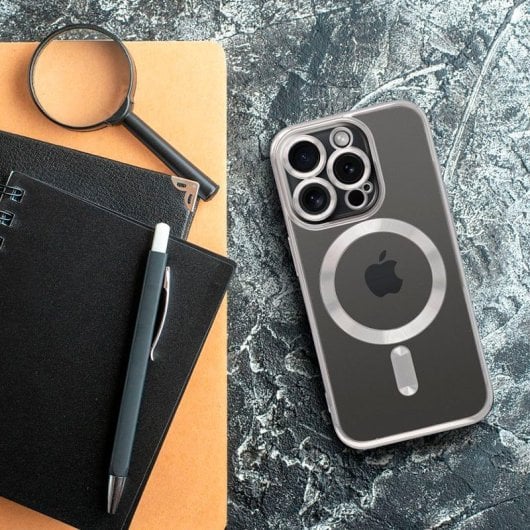 Capa cool para iPhone 17 Pro com borda prateada magnética
