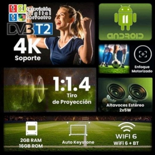 Projetor UnicView FHD3000 FullHD 600 Lúmenes 300" LED LCD Smart TV TDT Android TV