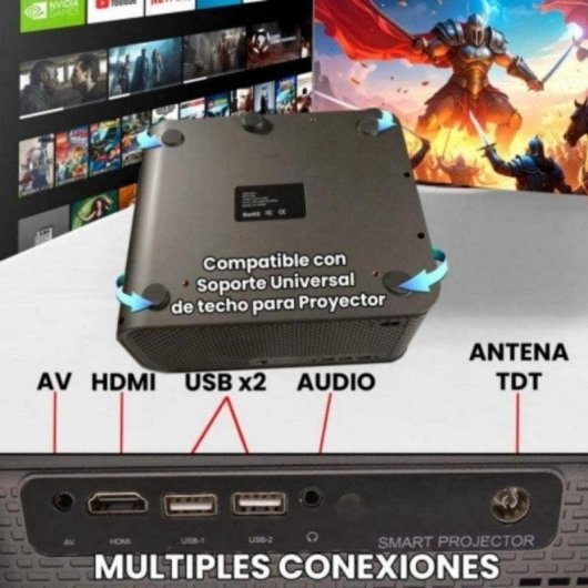 Projetor UnicView FHD3000 FullHD 600 Lúmenes 300" LED LCD Smart TV TDT Android TV