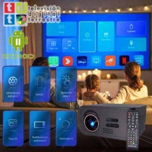 Projetor UnicView FHD3000 FullHD 600 Lúmenes 300" LED LCD Smart TV TDT Android TV