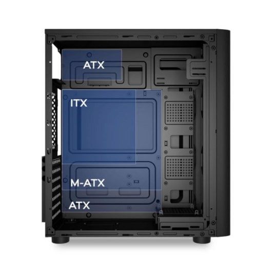 Caja UNYKAch ATX UK8026 Negra/Midi Tower/USB-C/Audio HD/Soporte 5 Discos/ATX-MATX-ITX