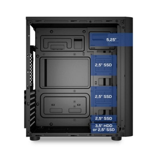 Caja UNYKAch ATX UK8026 Negra/Midi Tower/USB-C/Audio HD/Soporte 5 Discos/ATX-MATX-ITX