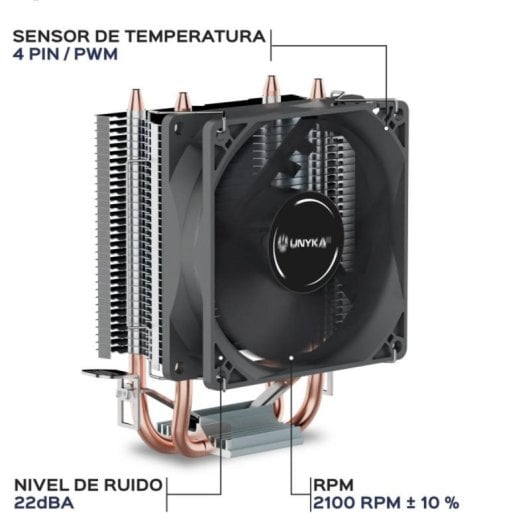 Refrigeración Aire Unykach Socket LGA1700 AM4 90mm UNYCOOL H20 PWM Compacto