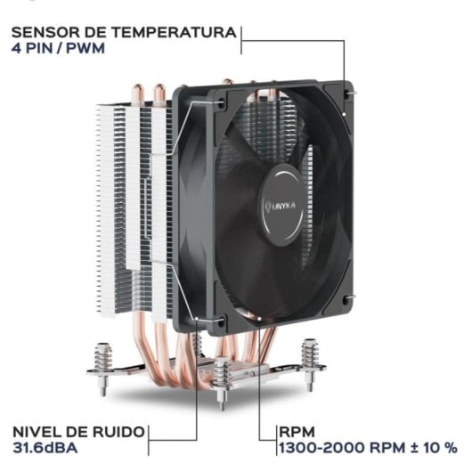 Refrigeración Aire UNYKAch Socket AM4 LGA1700 120mm UNYCOOL H40 PWM Compacta