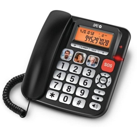 SPC Comfort Volume Pro - Teléfono fijo para mayores con teclas grandes, pantalla iluminada y sonido amplificado