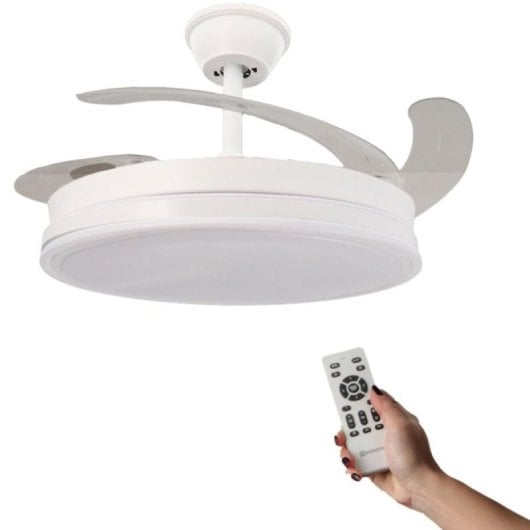 Ventoinha de Teto LED White Olga Ø107 cm DC 36 W Preto Mate Temporizador Controle Remoto Ultra Silencioso