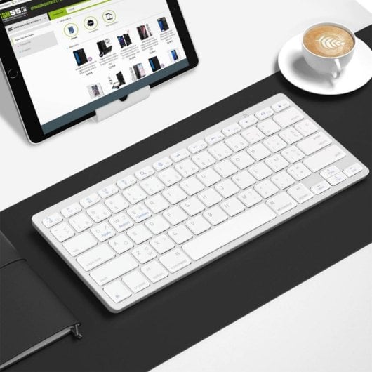 Teclado inalámbrico Avizar CLAV-BT AZERTY Blanco ultrafino con teclas multimedia
