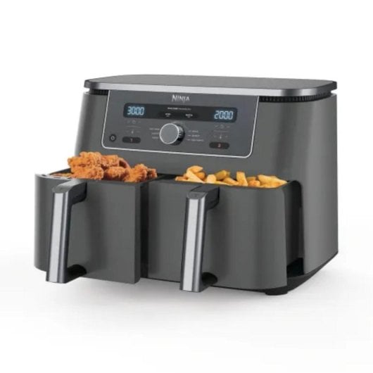 Freidora de aire Ninja DZ400EU 9,5 L 2470 W doble cesta gris con control giratorio
