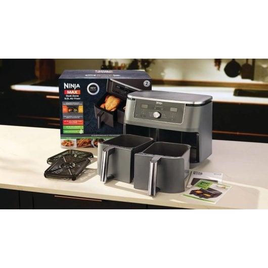 Freidora de aire Ninja DZ400EU 9,5 L 2470 W doble cesta gris con control giratorio