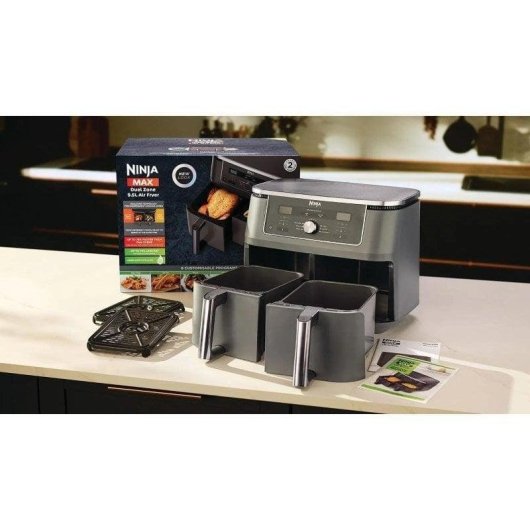 Freidora de aire Ninja DZ400EU 9,5 L 2470 W doble cesta gris con control giratorio