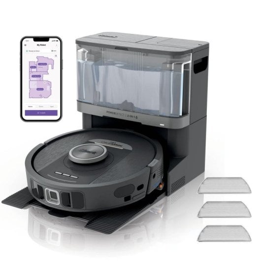 Saugroboter mit Wischfunktion Shark RV2800YEEU Mit Absaugstation Navigationsklasse LiDAR 650 W Mit Kamera Tierhaarbürste 110 Min