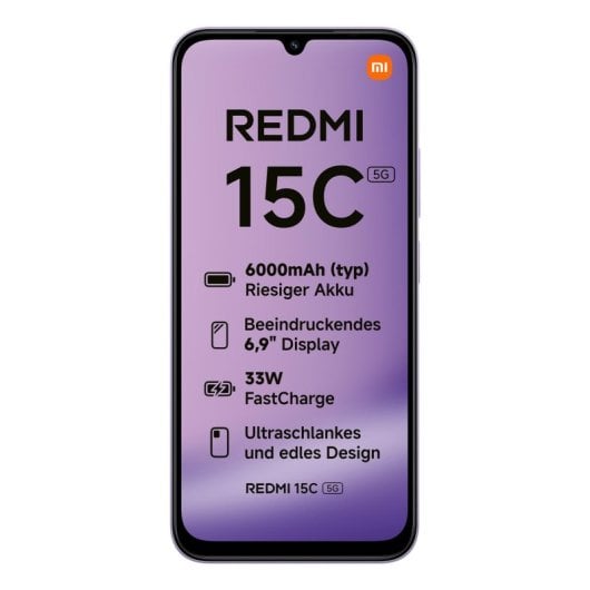 Xiaomi Redmi 15C 4GB 128GB 6.9" 120Hz 5G Dual SIM Batería 6000mAh 33W 50MP IP64 Android 15 Púrpura