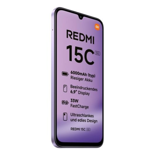 Xiaomi Redmi 15C 4GB 128GB 6.9" 120Hz 5G Dual SIM Batería 6000mAh 33W 50MP IP64 Android 15 Púrpura