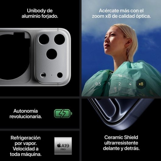 Apple iPhone 17 Pro Max 12 Go 2000 Go 6,9" OLED Super Retina XDR 5G Double SIM Caméra 48 MP iOS 26 Bleu