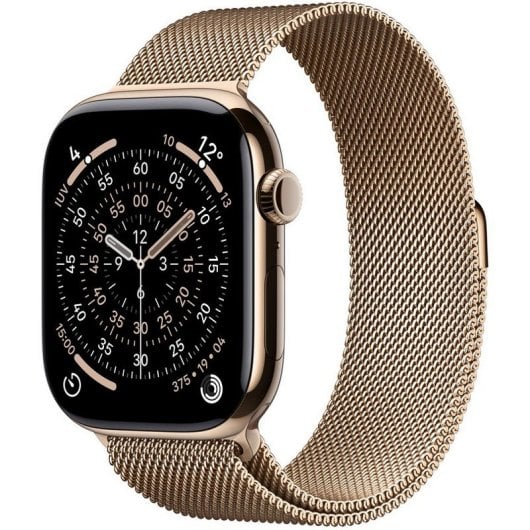 Apple Watch Series 11 GPS + Cellular 46mm OLED Titane Or S/M Étanche IP6X SpO2 ECG SOS