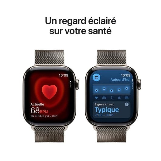 Apple Watch Series 11 GPS + Cellular NFC 42mm OLED Titane Résistance Eau IP6X SpO2 ECG