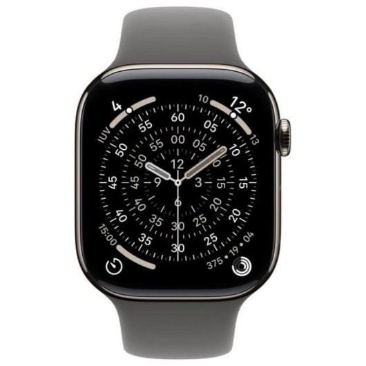 Apple Watch Series 11 GPS + Cellular 42mm Retina OLED Titane Naturel Bracelet Sport Gris Minéral S/M