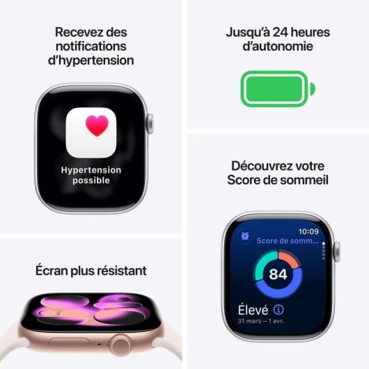 Apple Watch Series 11 GPS + Cellular 42mm Retina OLED Titane Naturel Bracelet Sport Gris Minéral S/M
