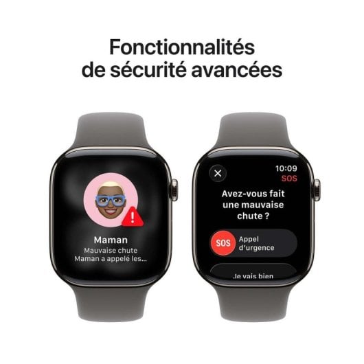 Apple Watch Series 11 GPS + Cellular 42mm Retina OLED Titane Naturel Bracelet Sport Gris Minéral S/M