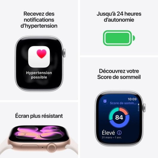 Montre Connectée Apple Watch Series 11 GPS + Cellular 46mm OLED Argent Violet M/L IP6X SpO2 ECG