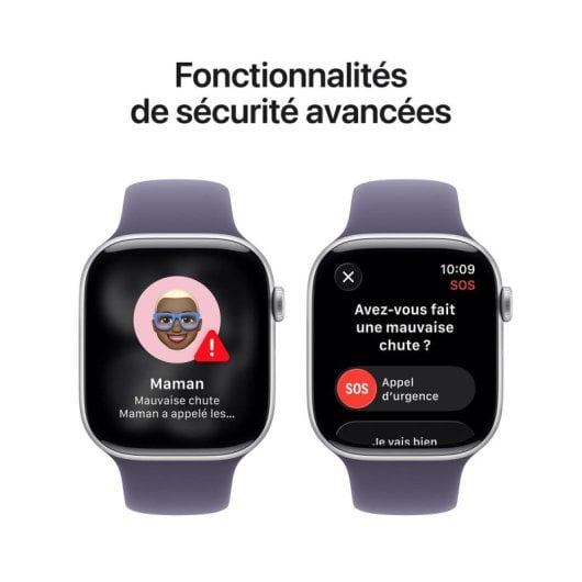 Montre Connectée Apple Watch Series 11 GPS + Cellular 46mm OLED Argent Violet M/L IP6X SpO2 ECG
