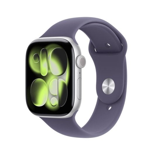 Apple Watch Series 11 GPS + Cellular 46mm OLED Argent Bracelet Violet M/L IP6X SpO2 ECG