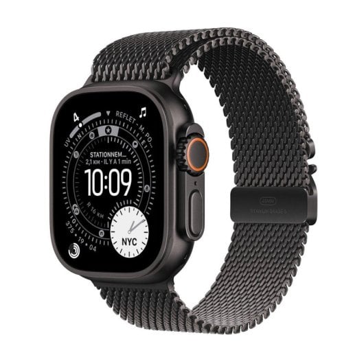 Montre Connectée Apple Watch Ultra 3 GPS + Cellular 49mm OLED Titane Noir S IP6X Etanche SpO2 ECG