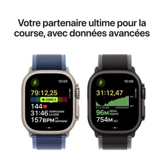 Montre Connectée Apple Watch Ultra 3 GPS + Cellular 49mm OLED Titane Noir S IP6X Etanche SpO2 ECG