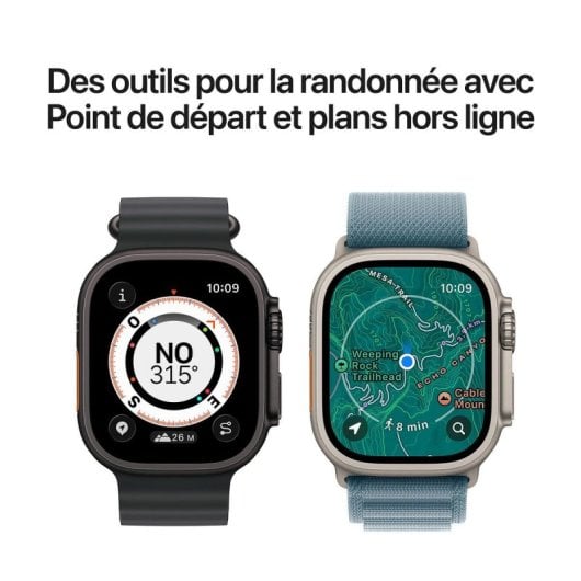 Montre Connectée Apple Watch Ultra 3 GPS + Cellular 49mm OLED Titane Noir S IP6X Etanche SpO2 ECG
