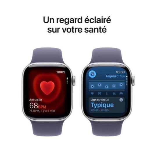 Apple Watch Series 11 GPS Cellular 5G 42mm Retina OLED Argent Violet M/L IP6X SpO2 ECG