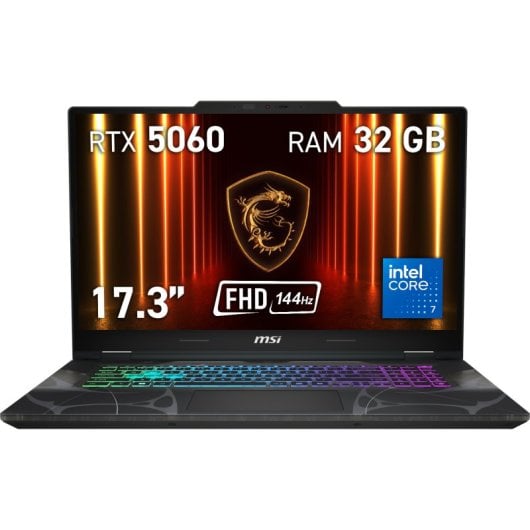 Portátil MSI Cyborg 17 B2RWFKG-068XES 17.3" Intel Core 7 240H 32GB 1TB SSD RTX 5060 8GB RGB