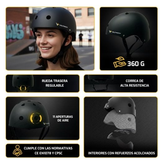 Voltrock Helmet Talla (S-M) Casco urbano ultraligero ajustable