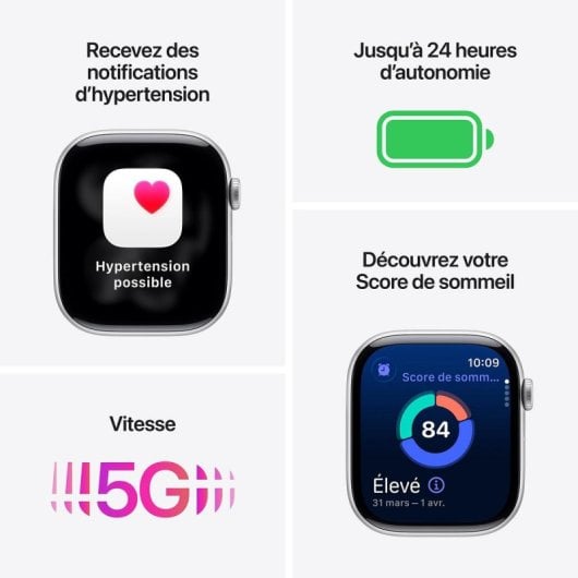 Montre Connectée Apple Watch Series 11 GPS Cellular 42mm OLED Titane Noir M/L IP6X SpO2 Cardio