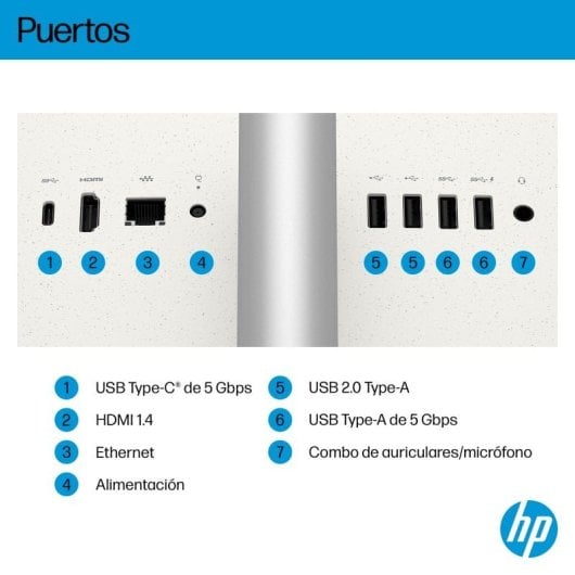 PC Sobremesa HP 24-ct2004ns AMD Ryzen AI 5 340 16GB 1TB SSD Windows 11 Home Blanco