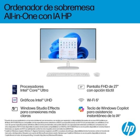 PC Sobremesa HP 27-cr2006ns Intel Core Ultra 7 255U 32GB 1TB SSD Windows 11 Home Blanco