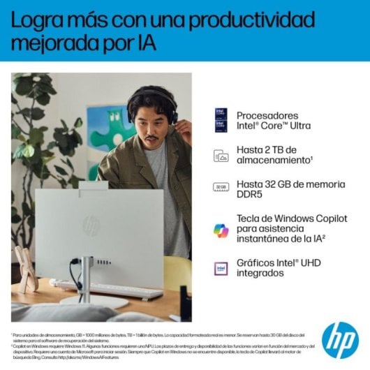 PC Sobremesa HP 27-cr2006ns Intel Core Ultra 7 255U 32GB 1TB SSD Windows 11 Home Blanco