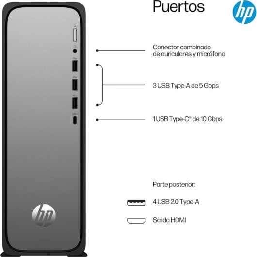 HP OmniDesk Slim S03-0003ns PC Sobremesa Intel 300 8GB RAM 256GB SSD UHD FreeDOS Wi-Fi 6 Plata