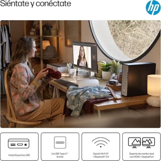 HP OmniDesk Slim S03-0003ns PC Sobremesa Intel 300 8GB RAM 256GB SSD UHD FreeDOS Wi-Fi 6 Plata