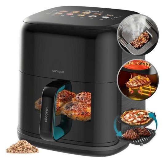 Freidora de Air Cecotec Cecofry&Grill Smokin’Prime 6500 6,5L 2200W met Roker, Venster en 10 Menu's