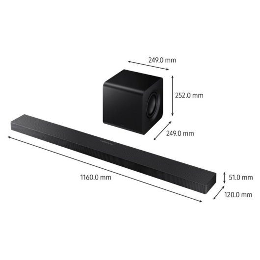 Barra de Sonido Samsung HW-QS710F 3.1.2 38W Bluetooth WiFi Subwoofer Dolby Atmos Schwarz