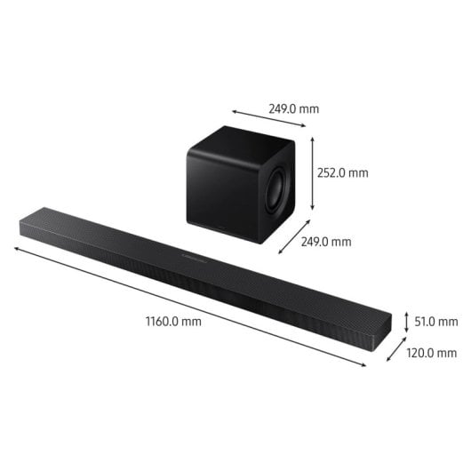Barre de son Samsung HW-QS710F Bluetooth Wi-Fi 38W Dolby Atmos subwoofer sans fil