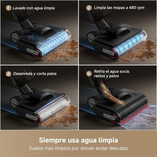 Aspirador sem Fio Dreame H15S 21W 50min Lava e Aspira Anti-emaranhamento Depósito Duplo